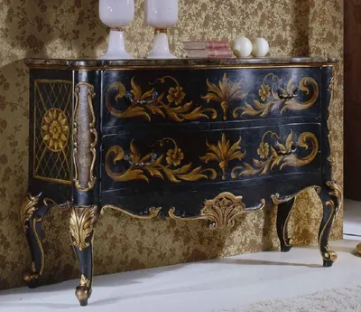 Produktbild von Casa Padrino Luxus Barock Kommode Dunkelblau / Antik Gold - Handgefertigte Massivholz Kommode mit 2 Schubladen - Barockstil Schlafzimmer Möbel - Barock Möbel - Luxus Qualität -  Italy