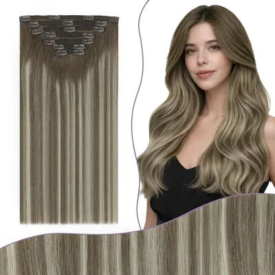 Immagine prodotto di Extension per capelli in vera fibra, tecnica ombre balayage, lunghezza 40 cm
