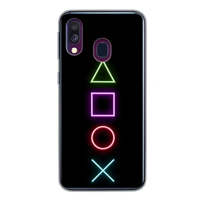 Produktbild von MuchoWow® Handyhülle Schutzhülle Hülle für Samsung Galaxy A40 Gaming - Neon - Konsole - Schwarz - Controller - Gaming Silikon Softcase Handy Hülle - Handy-Tasche