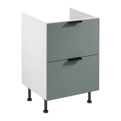 Produktbild von Spülenunterschrank 60 cm mit 2 Schubladen Küchenblock Küchenschrank, Sorento D60IN AX, Weiß/Grün