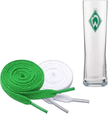 Produktbild von SV Werder Bremen Weizenglas Raute + 2 Paar Fan-Schnürsenkel 1# 19#
