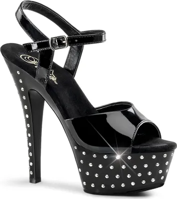 Produktbild von Pleaser USA - Lack Sandaletten mit Strass-Verzierung STARDUST-609 schwarz lack Gr. 36