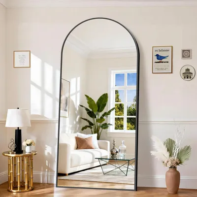 Immagine prodotto di Specchio a parete ad arco, 196 x 96 cm, specchio a figura intera, cornice in alluminio nero