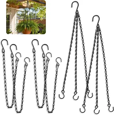 Produktbild von 6er-Set Aufhängeketten für Blumenampeln aus Metall mit Haken