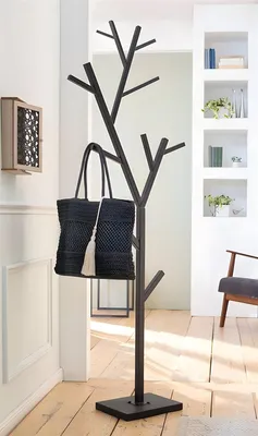 Produktbild von Garderobe "Baum" aus Metall, schwarz, 180 cm hoch, Standgarderobe, Flurgarderobe stehend