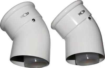 Productafbeelding van Wolf concentrische afvoerbogen DN60/100, 2 stuks, 45 graden, gemaakt van PP