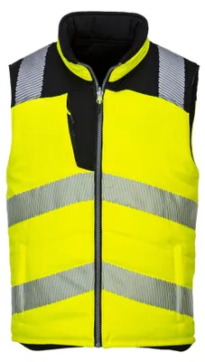 Bodywarmer mit Reißverschluss, 6 Taschen, Gelb/Schwarz, XL