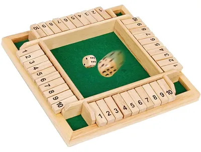 Produktbild von Shut The Box Shut The Box Spiel Brettspiel aus Holz mit 2 Würfel Grüner Boden