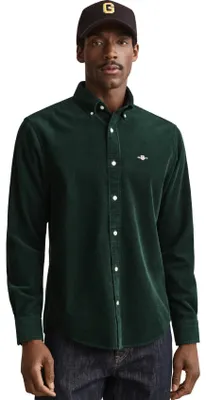 Produktbild von Gant Hemd aus 100% Baumwolle, dunkelgrün, mit Buttondown Kragen, normale Passform