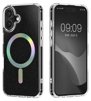 Produktbild von kwmobile Hülle kompatibel mit Apple iPhone 16 Handyhülle - Hard Case mit TPU Bumber - Schutzhülle kompatibel mit MagSafe - Kameraschutz - Transparent