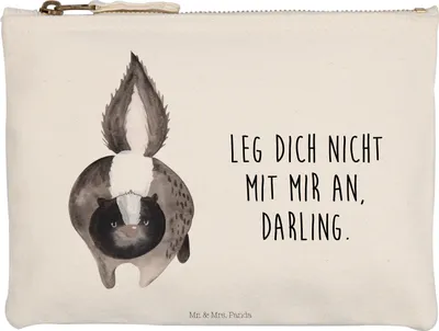 Produktbild von Mr. & Mrs. Panda Schminktasche Stinktier Angriff Grösse XL Große - Weiß - Geschenk, Pouch, Stinker, Waschtasche, Kulturbeutel, Raubtier, wütend, pencil case, Wildtier