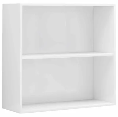 Zdjęcie produktu dla Regał na książki vidaXL, 2 półki, biały z połyskiem, 80 x 30 x 76,5 cm, płyta wiórowa