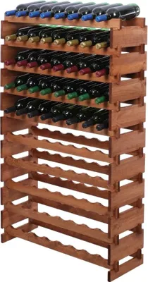 Produktbild von Weinregal VINOTECA FLEX PRO | HxBxT 135x84x28cm | 80 Flaschen auf 10 Ebenen | Massives Kiefernholz | Braun geölt