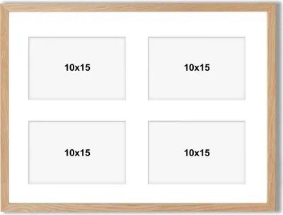 Produktbild von aFFa frames Tisar, Bilderrahmen aus Holz, Acrylglasfront, Mehrfach Bilderrahmen, Bildergalerie, Fotogalerie mit Passepartout, 4 Foto-Ausschnitten für 4 Fotos 10x15 cm Beige, 30x40 cm
