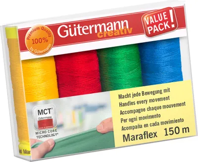 Produktbild von Gütermann Nähfaden-Set Maraflex 4 Spulen 150m Bunt, Farbe 2