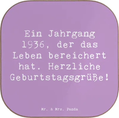 Produktbild von Mr. & Mrs. Panda Untersetzer für Gläser Spruch 1936 Geburtstag - Lavendeltraum - Geschenk, Holzuntersetzer, Geburtstagsgeschenk, Tischuntersetzer, Jubiläum, Geburtsjahr