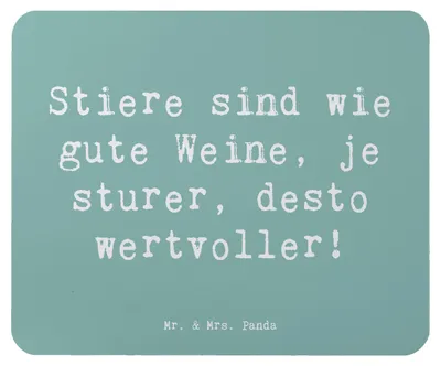 Produktbild von Mr. & Mrs. Panda Mauspad Spruch Sturer Stier - Meeresbrise - Geschenk, computermatte, mousematte, Horoskop, Geschenke Astrologie, Mouse Pad, laptop, Humor, Geduld, Treue