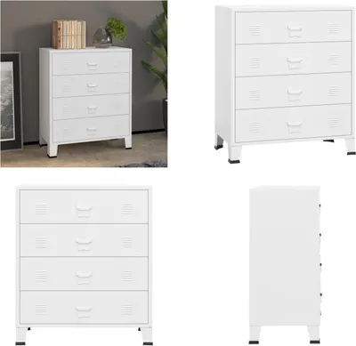 Produktbild von vidaXL Industrial Kommode mit Schubladen Weiß 78x40x93 cm Metall - Schubladenschrank - Industrie Schrank - Industrial Schrank - Metallschrank