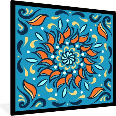 Produktbild von MuchoWow® Gerahmtes Poster Blume - Blätter - Quadrat 40x40 cm - Poster mit Schwarzem Bilderrahmen Wandposter Rahmen Foto Bilder - Mit Rahmen - Wanddekoration Schlafzimmer