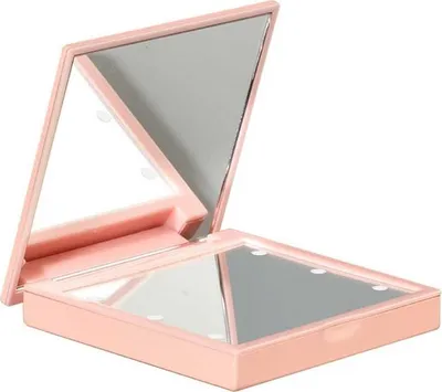 Image de INF Miroir de maquillage LED - Miroir cosmétique pliable avec 6 lumières Rose