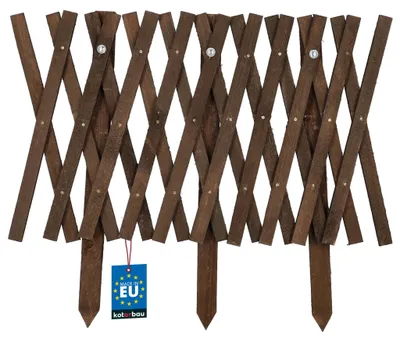 Produktbild von KOTARBAU® Ausziehbarer Gartenzaun aus Holz 127 x 40 cm Beeteinfassung Faltbare Beetumrandung Holzzaun für Garten Steckzaun Beetbegrenzung Holz Braun