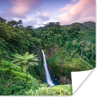 Produktbild von MuchoWow® Poster Blick auf einen Wasserfall im fantastischen Regenwald in Costa Rica 75x75 cm - Wand Dekoration