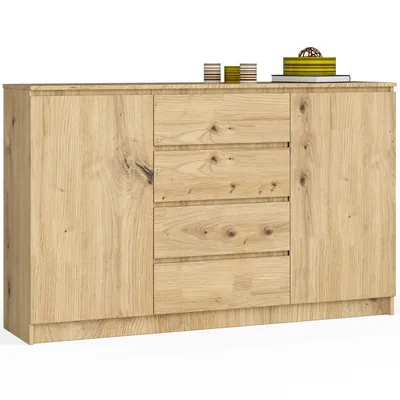 Produktbild von Kommode AKORD K160 Eiche Artisan 160 cm 2 Türen 4 Schubladen 4 Ebenen B160 x H99 x T40 cm