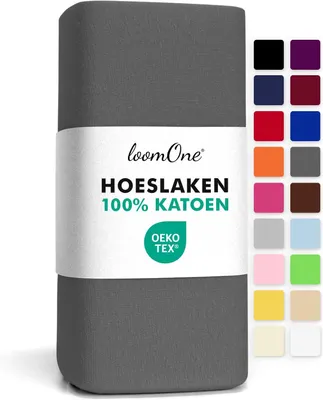 Produktbild von Spannbettlaken 140x200-160x200 cm, 100% Baumwolle Jersey, Atmungsaktiv, Mit Gummizug, Anthrazit