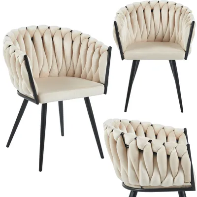 Produktbild von Esszimmerstuhl mit Samtbezug KING Küchenstuhl Knotendesign Wohnzimmerstuhl Beige