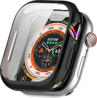 Image de Cazy Housse adaptée à l'Apple Watch 45mm - Housse avec protection d'écran - Noir
