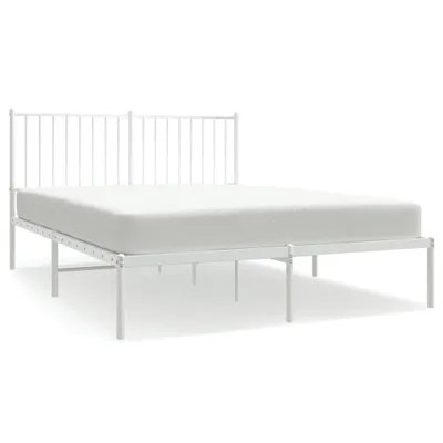 Zdjęcie produktu dla vidaXL Rama łóżka z zagłówkiem metalowa biała 140x190 cm
