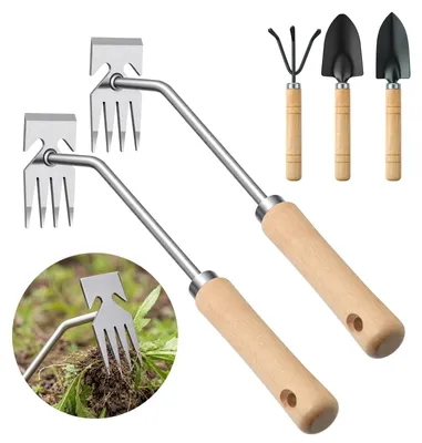 Produktbild von 5-teiliges Unkrautentfernungs-Set mit Holzgriff