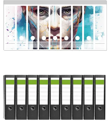 Produktbild von Wallario 9 Stück breite Ordner inkl. Klebeetiketten mit Motive Der digitale Blick -  Set mit Rückenschildern / Ordnerrücken Stickern