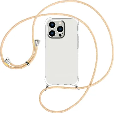 Produktbild von Handykette Backcover-Schutzhülle mit Band (Metall silberfarben) für Apple iPhone 15 Pro - Goldkordel