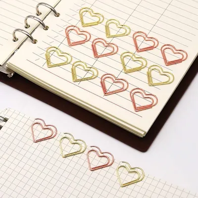 Produktbild von Metallene Büroklammern - herzförmig - 100 Stück - Gold und Rosa