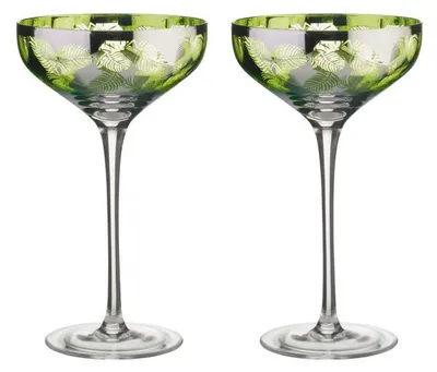 Image de Assiettes à champagne Artland ornées de motifs de feuilles tropicales – Lot de 2