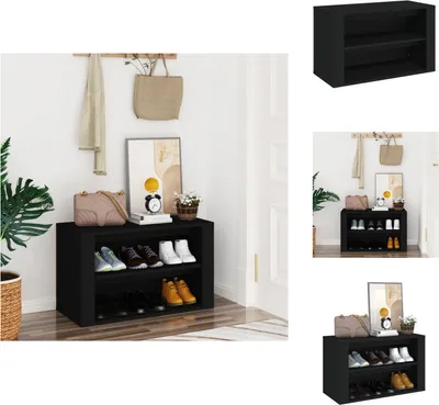 Zdjęcie produktu dla vidaXL Stojak na buty czarny 75x35x45 cm materiał drewnopochodny - Stojaki i szafki na buty