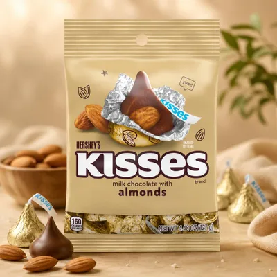 Immagine prodotto di Cioccolatini al latte Hershey's Kisses con mandorle, 127g