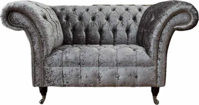 Produktbild von Chesterfield Sessel Design Polster Sofa Couch Chesterfield Textil Silber
