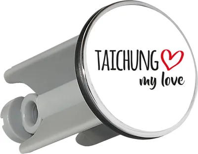 Produktbild von Huuraa Waschbeckenstöpsel Taichung my love 4cm höhenverstellbar Abflussstopfen Geschenkidee
