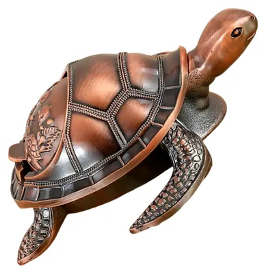 Produktbild von Aschenbecher Aus Metall Deckel in Schildkrötenform, Dekorativer, Winddichter Vintage-aschenbecher, Tragbarer Schreibtisch-zigarettenaschenbecher Für Das Home Office