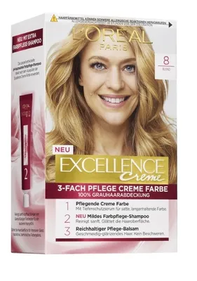 Produktbild von L'Oréal Paris Excellence Cream Permanent Hair Colour 8 Blonde 268g