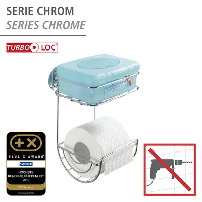 Produktbild von WENKO Toiletten Papier Halter Klo m. Ablage Badablage WC Bad ohne bohren