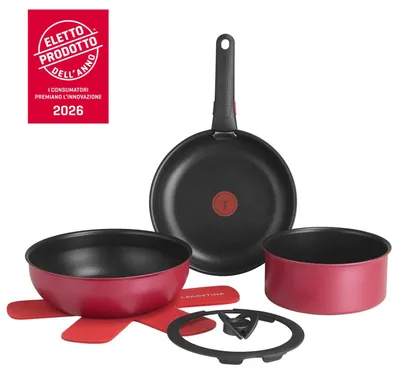 Produktbild von Lagostina Ingenio Rubino 0102976000007, Gemischtes Set, Schwarz, Rot, Aluminium, Schwarz, Glas, 250 °C