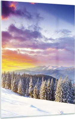 Produktbild von Bilder auf glas - Einteilig - Berge Schnee Winter - 50x70cm - Glasbilder - Wandbilder - Bilder - zum Aufhängen bereit - Wanddekoration aus Glas - Glas Bilder - Wandbild auf Glas - GPA50x70-3605
