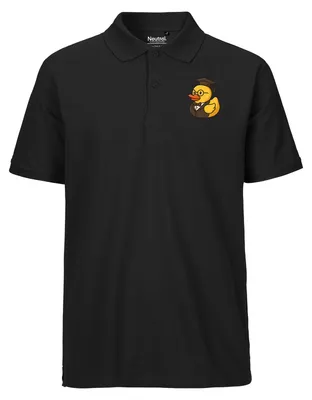 Produktbild von Huuraa Herren Polo Shirt Quietscheente Professor Gummiente Lehrer L Black Bio Baumwolle Fairtrade Poloshirt Geschenkidee