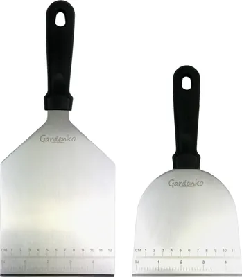 Produktbild von Gardenko Burgerspatel 2er Set aus Edelstahl, Burgerwender mit Messskala, robust & schwer