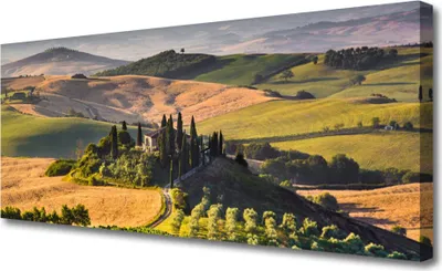 Produktbild von Tulup Leinwand-Bilder 125x50 Wandbild Canvas Kunstdruck Acker Gebirge Landschaft