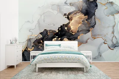 Produktbild von MuchoWow® Fototapete für Wohnzimmer oder Schlafzimmer Wandtapete Vinyl Motivtapete Schwarz - Marmor - Luxus - Gold - 400x240 cm - Gemustert