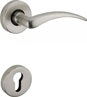 Image de Paire de béquilles avec rosaces pour porte, carré 7mm, nickelé satiné - SP